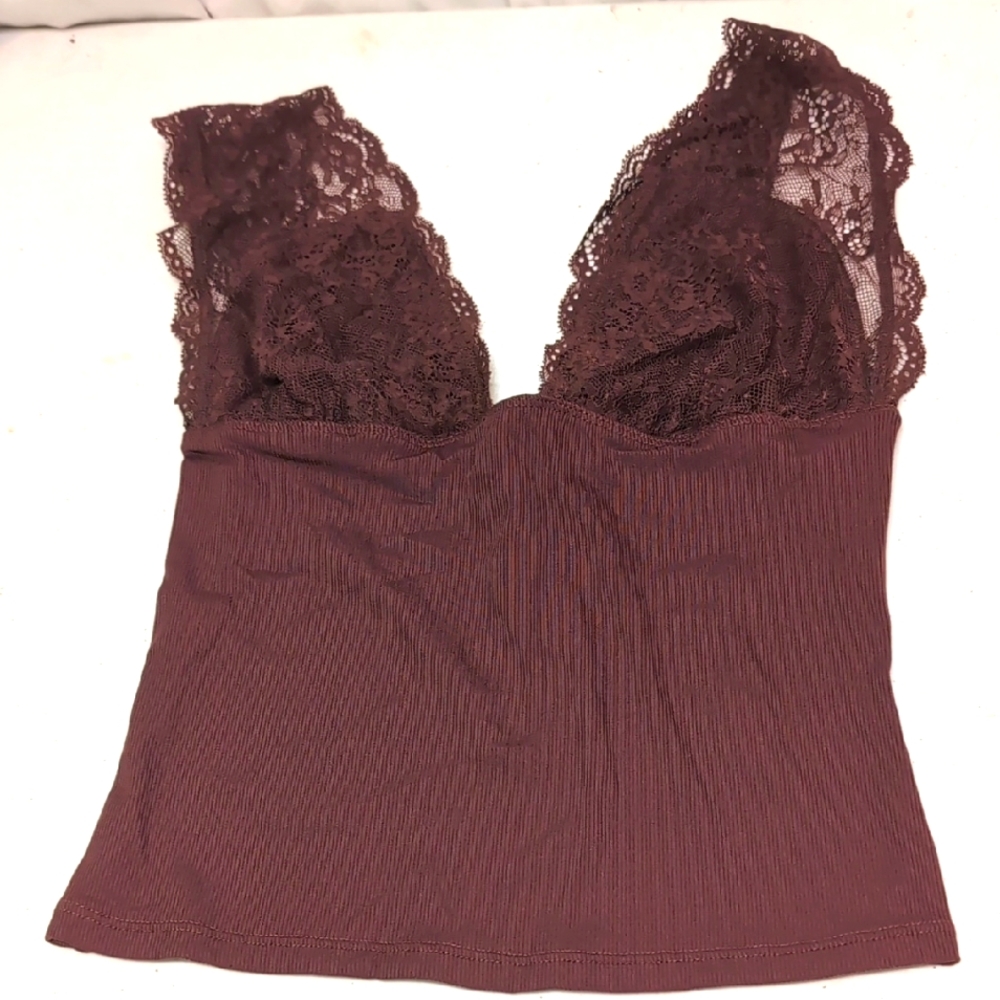 Free People Intimately Lace Trimmed Brown Camisole Size XS NWT
